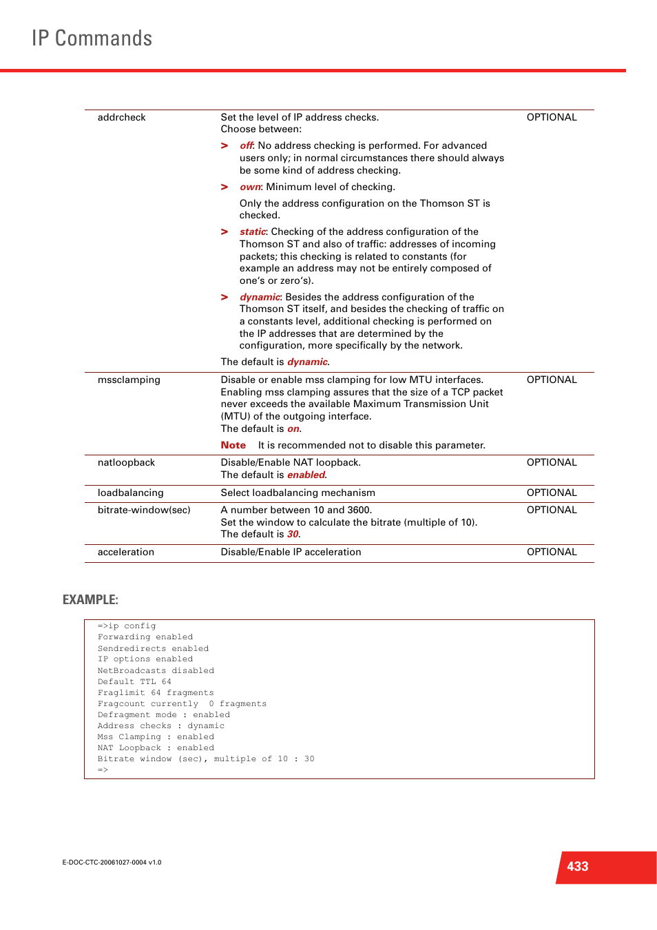 Ip commands, 433 example | Technicolor - Thomson ST585 V6 User Manual | Page 457 / 834