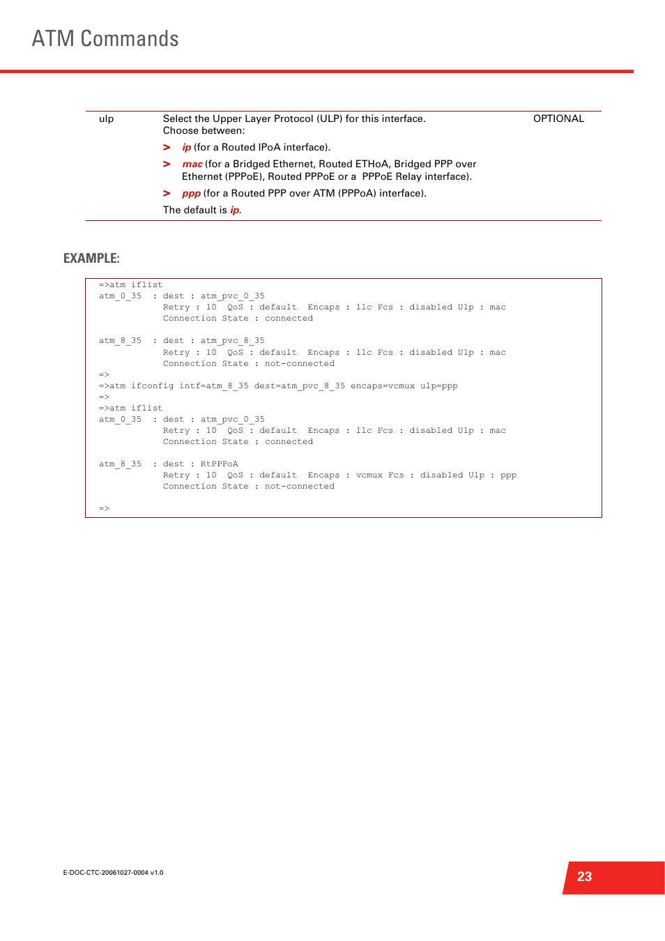 Atm commands, 23 example | Technicolor - Thomson ST585 V6 User Manual | Page 47 / 834