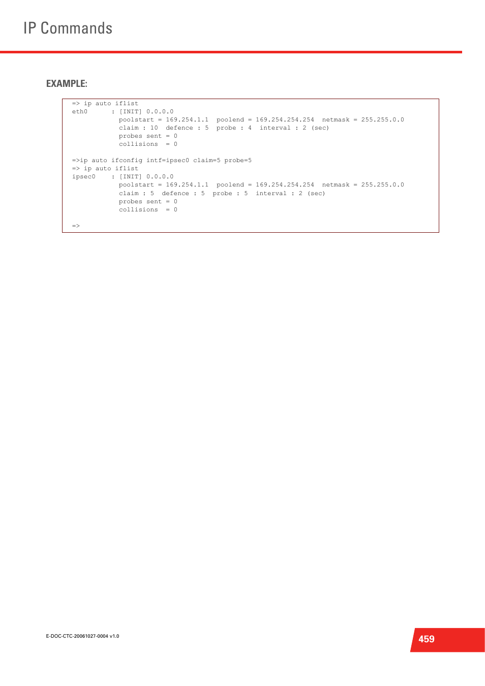 Ip commands, 459 example | Technicolor - Thomson ST585 V6 User Manual | Page 483 / 834