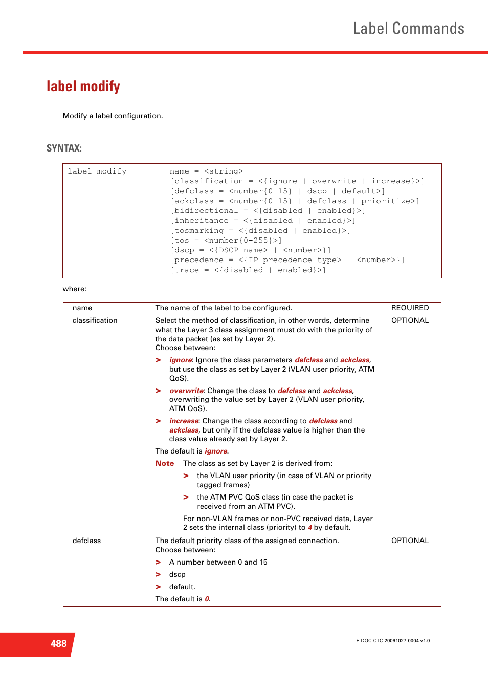 Label modify, Label commands, Syntax | Technicolor - Thomson ST585 V6 User Manual | Page 512 / 834