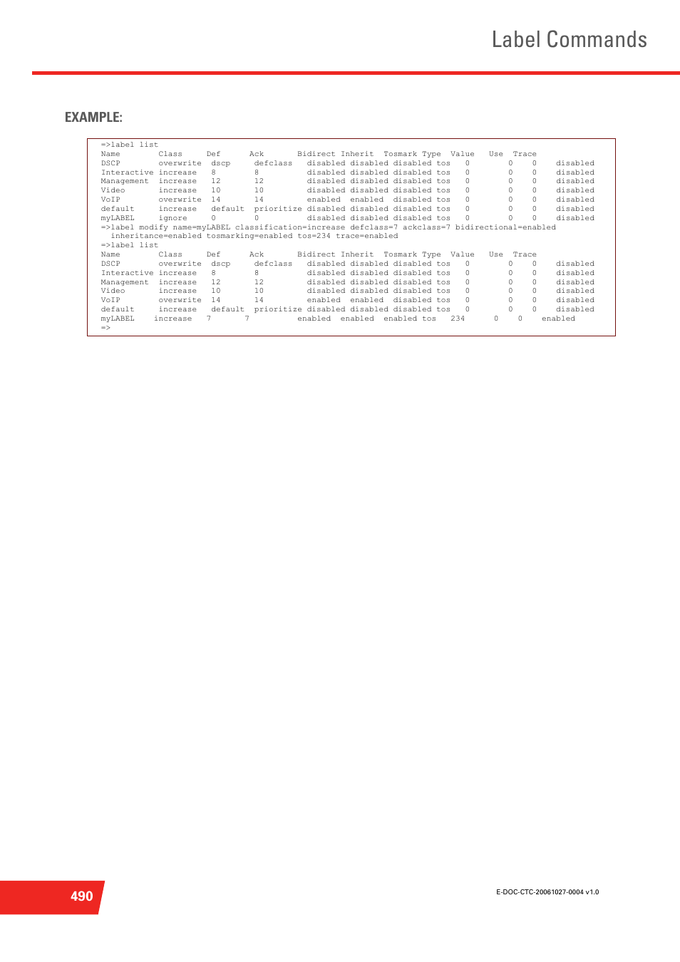 Label commands, 490 example | Technicolor - Thomson ST585 V6 User Manual | Page 514 / 834