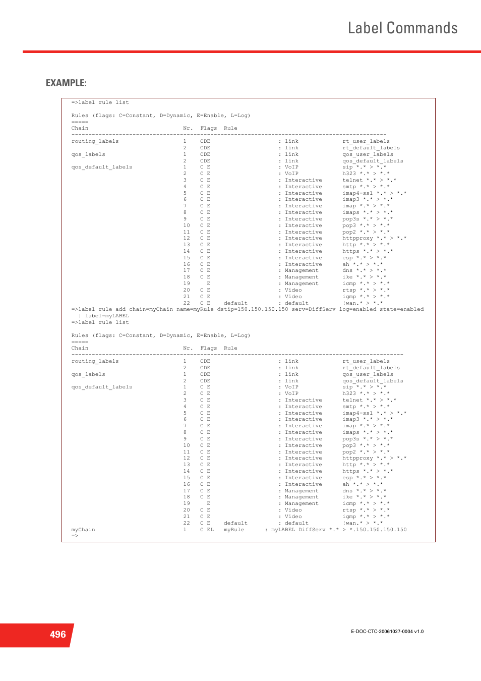 Label commands, 496 example | Technicolor - Thomson ST585 V6 User Manual | Page 520 / 834