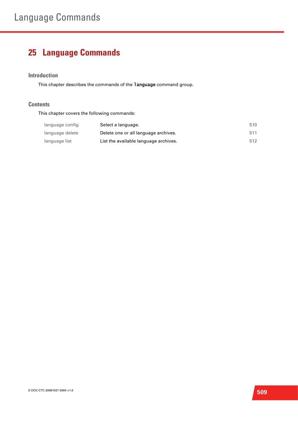 25 language commands, Language commands | Technicolor - Thomson ST585 V6 User Manual | Page 533 / 834