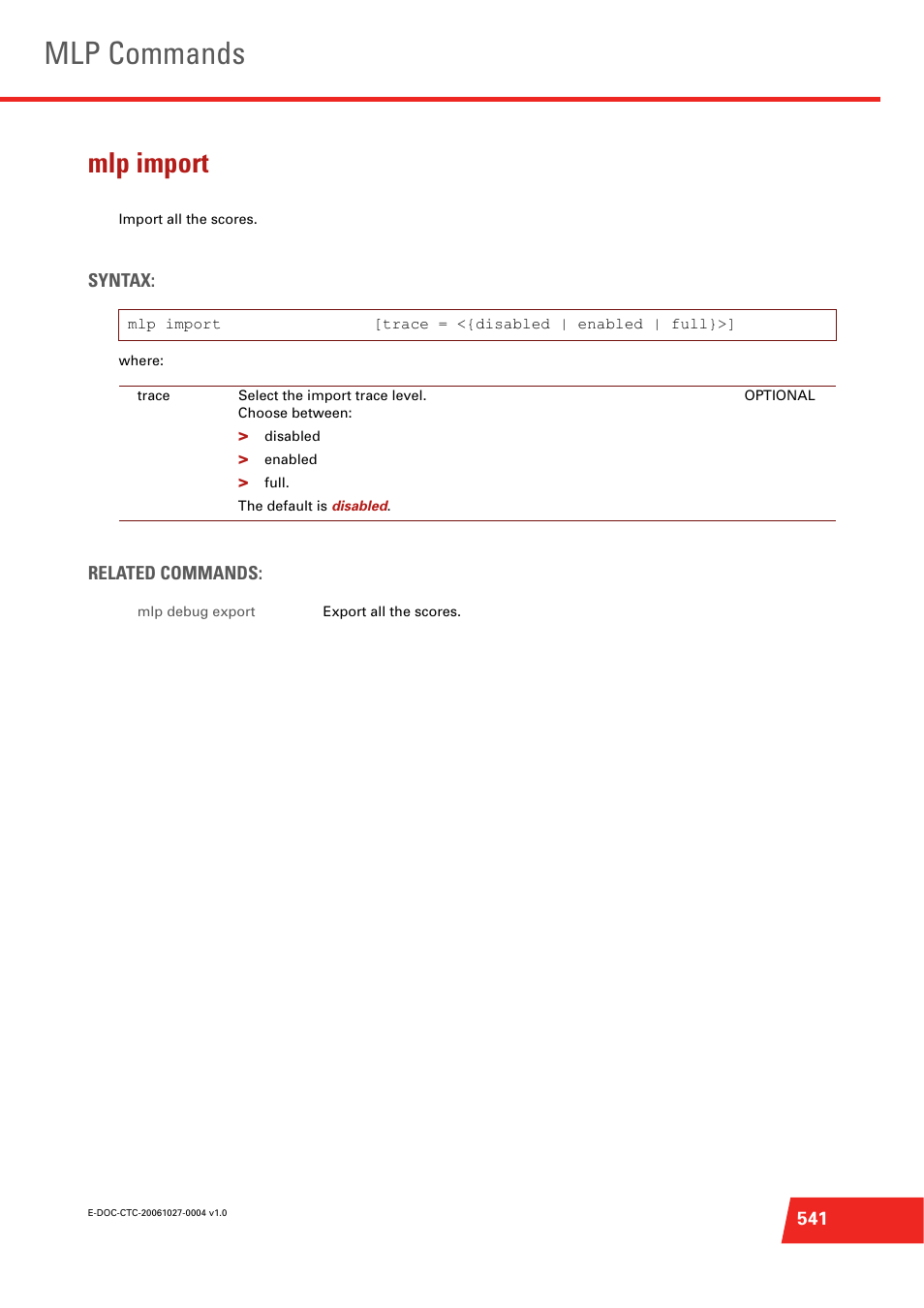 Mlp import, Import all the scores, Mlp commands | Technicolor - Thomson ST585 V6 User Manual | Page 565 / 834