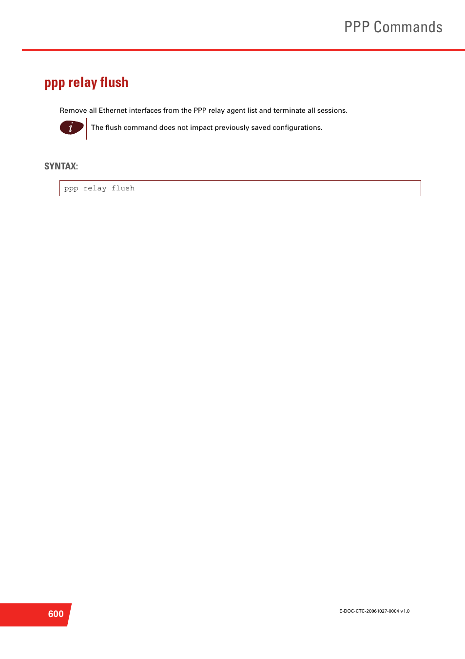 Ppp relay flush, Ppp commands | Technicolor - Thomson ST585 V6 User Manual | Page 624 / 834