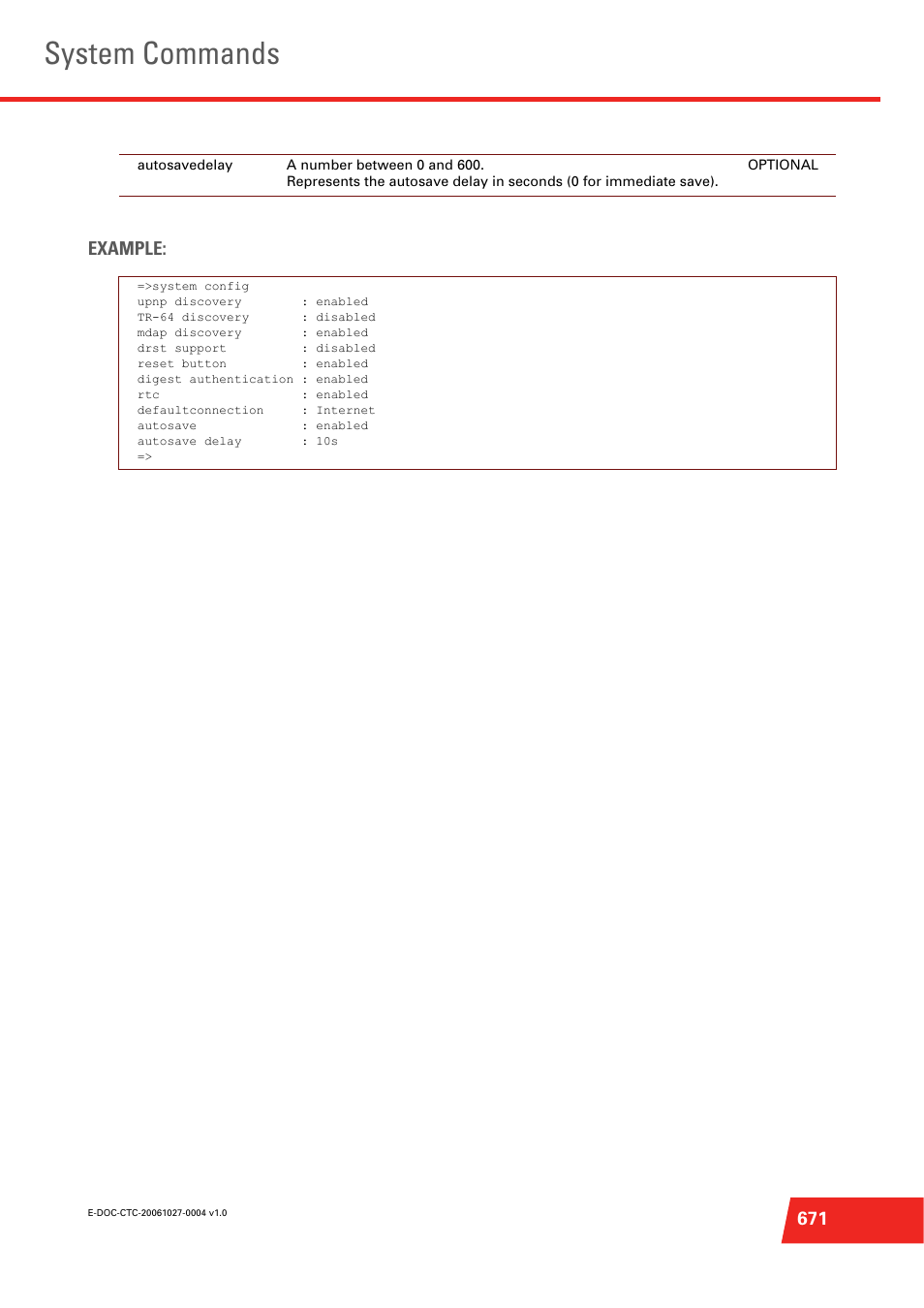 System commands, 671 example | Technicolor - Thomson ST585 V6 User Manual | Page 695 / 834