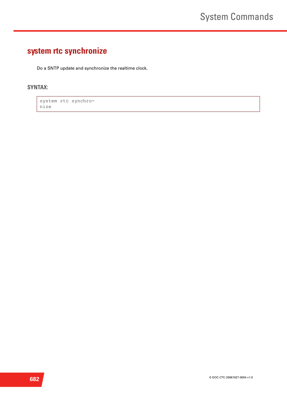 System rtc synchronize, System commands | Technicolor - Thomson ST585 V6 User Manual | Page 706 / 834