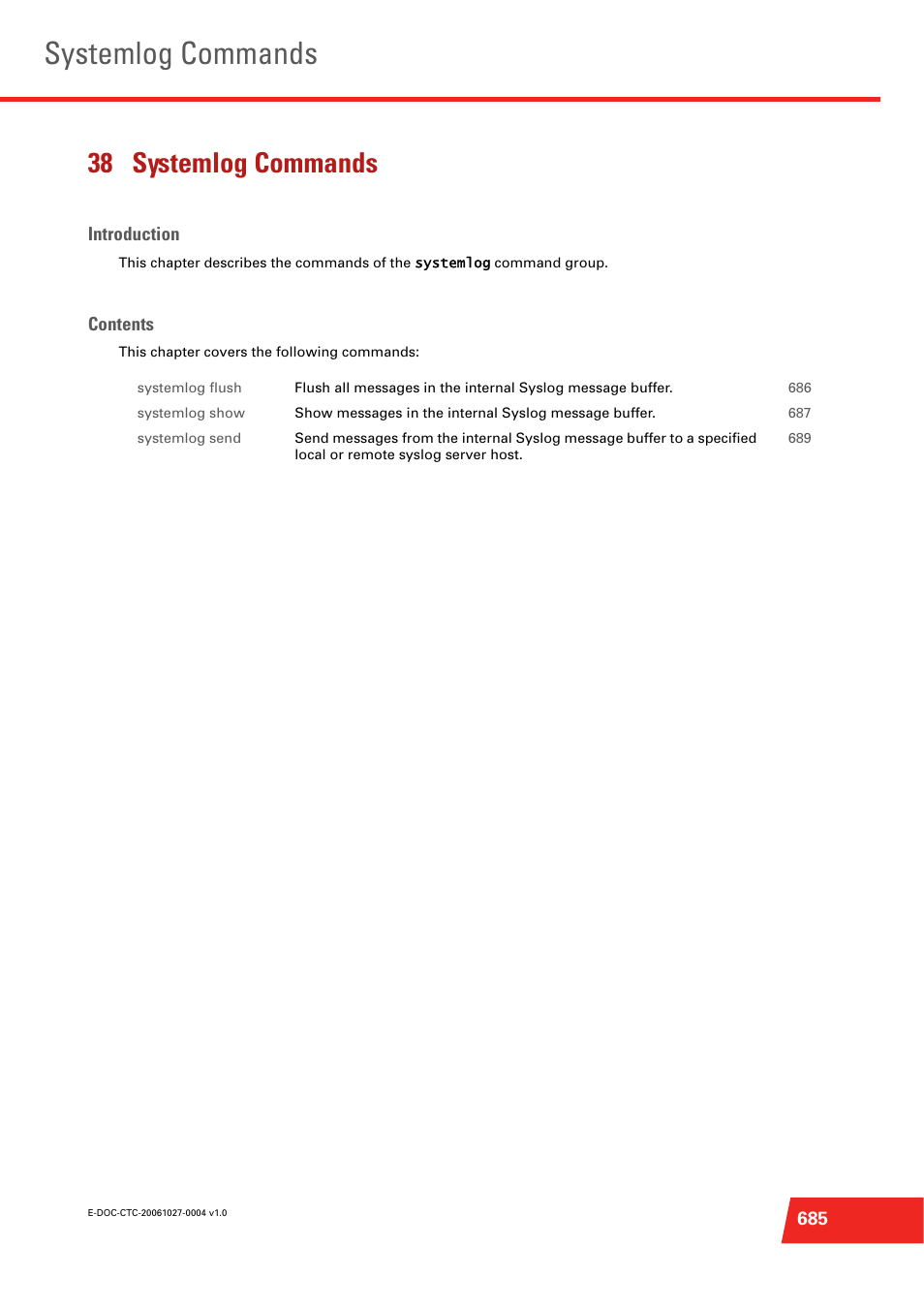 38 systemlog commands, Systemlog commands | Technicolor - Thomson ST585 V6 User Manual | Page 709 / 834