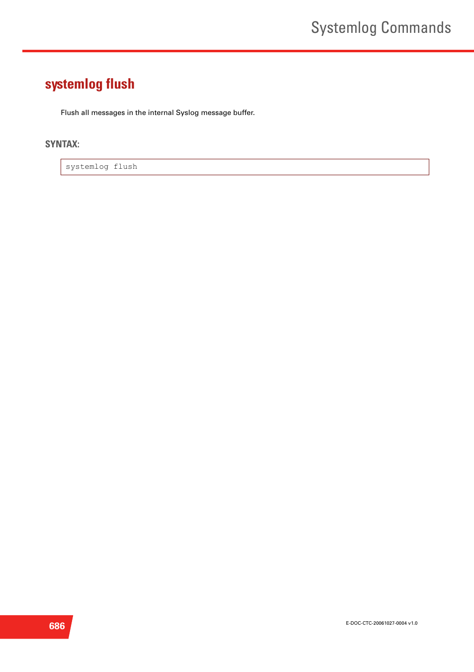 Systemlog flush, Systemlog commands | Technicolor - Thomson ST585 V6 User Manual | Page 710 / 834