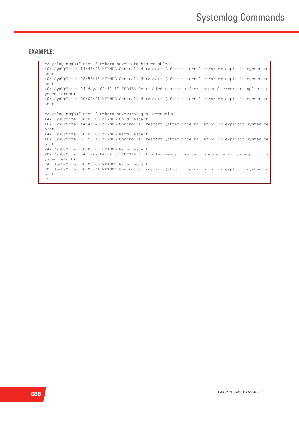 Systemlog commands | Technicolor - Thomson ST585 V6 User Manual | Page 712 / 834