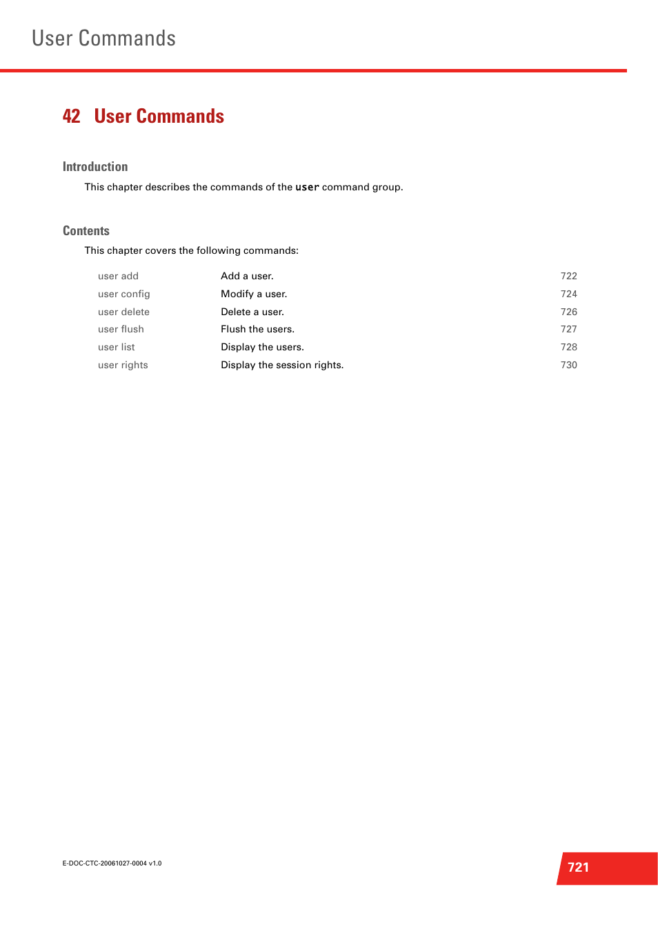 42 user commands, User commands | Technicolor - Thomson ST585 V6 User Manual | Page 745 / 834