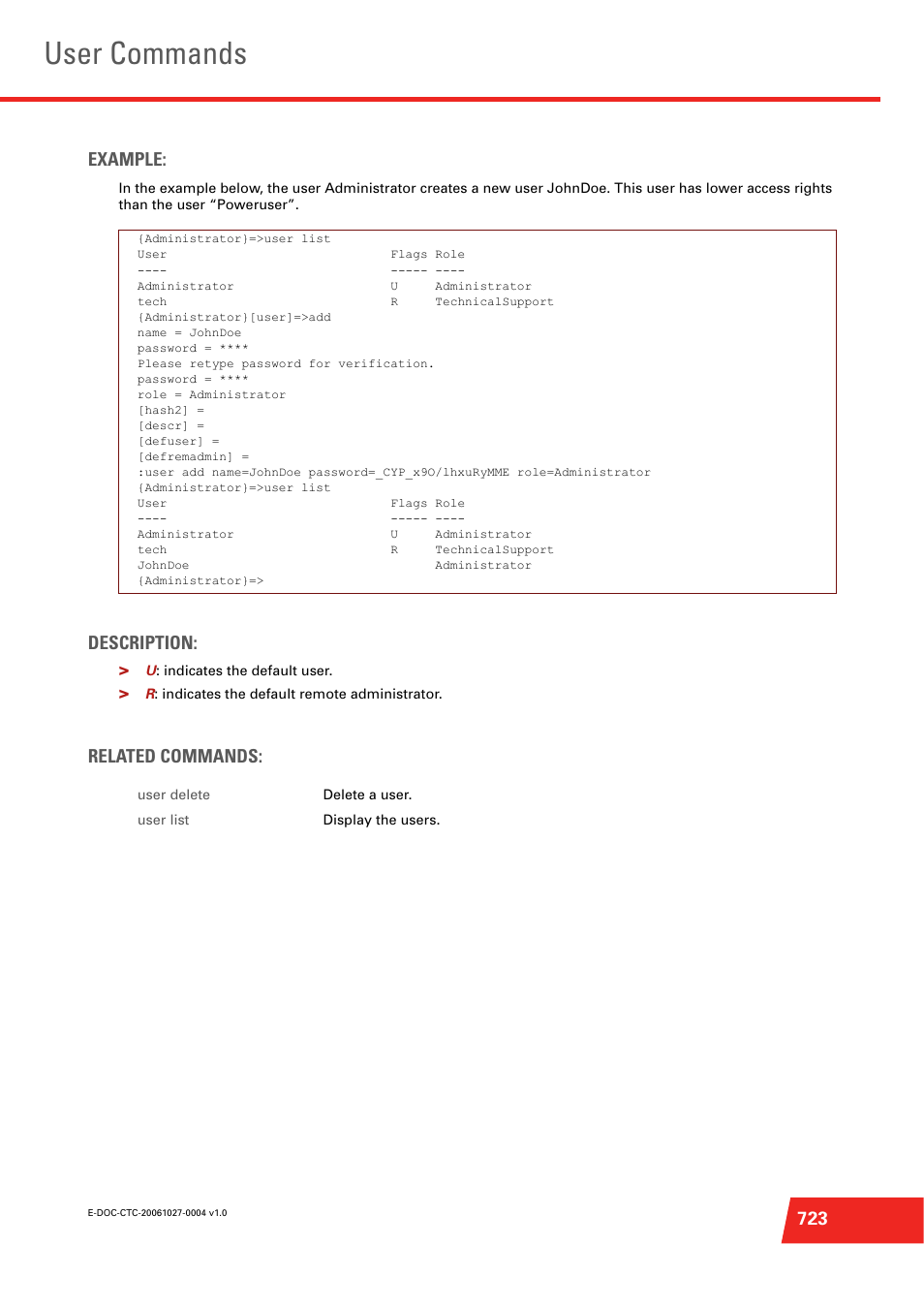 User commands, 723 example, Description | Related commands | Technicolor - Thomson ST585 V6 User Manual | Page 747 / 834