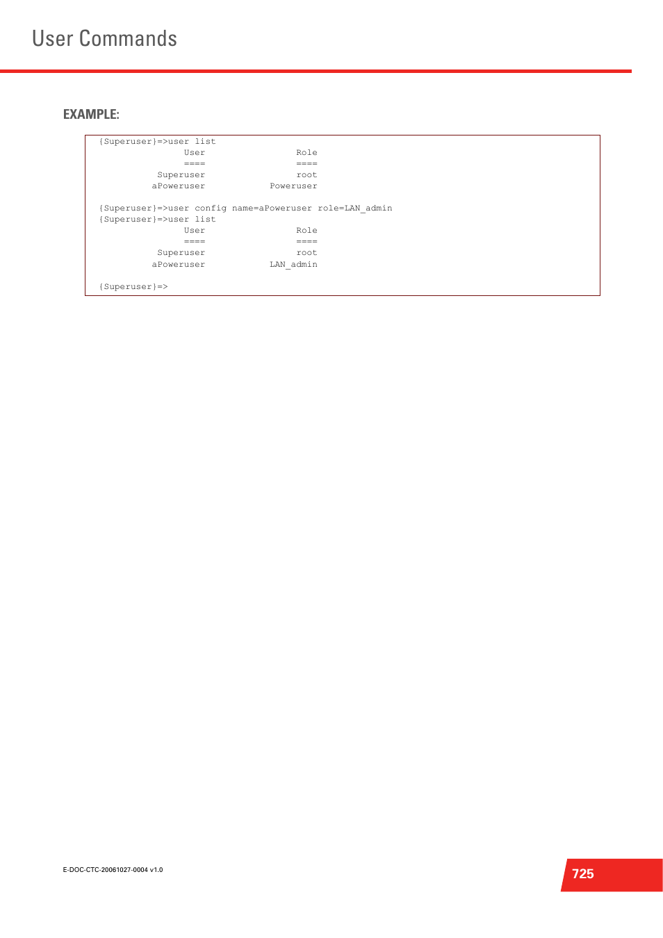 User commands, 725 example | Technicolor - Thomson ST585 V6 User Manual | Page 749 / 834