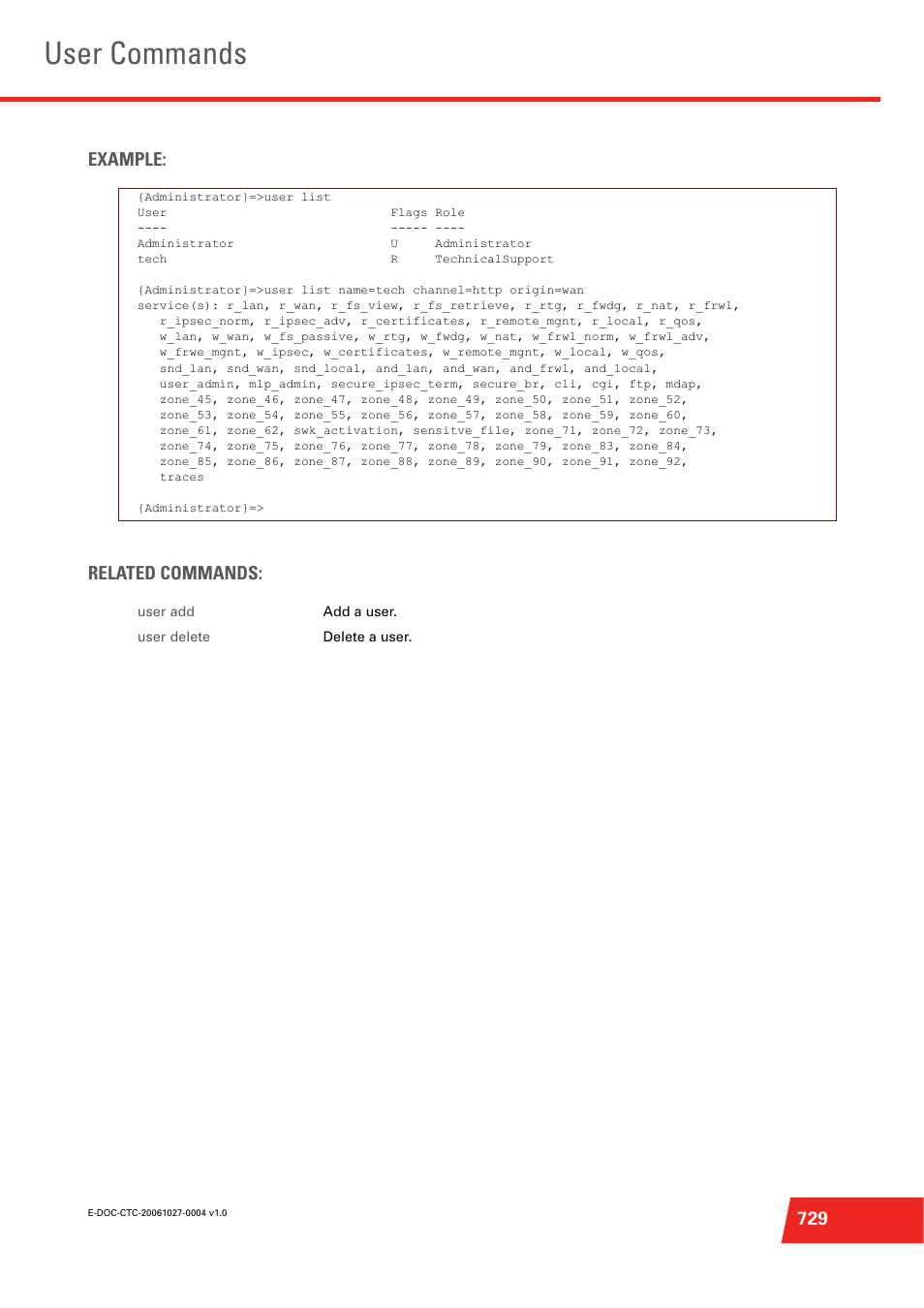 User commands, 729 example: related commands | Technicolor - Thomson ST585 V6 User Manual | Page 753 / 834