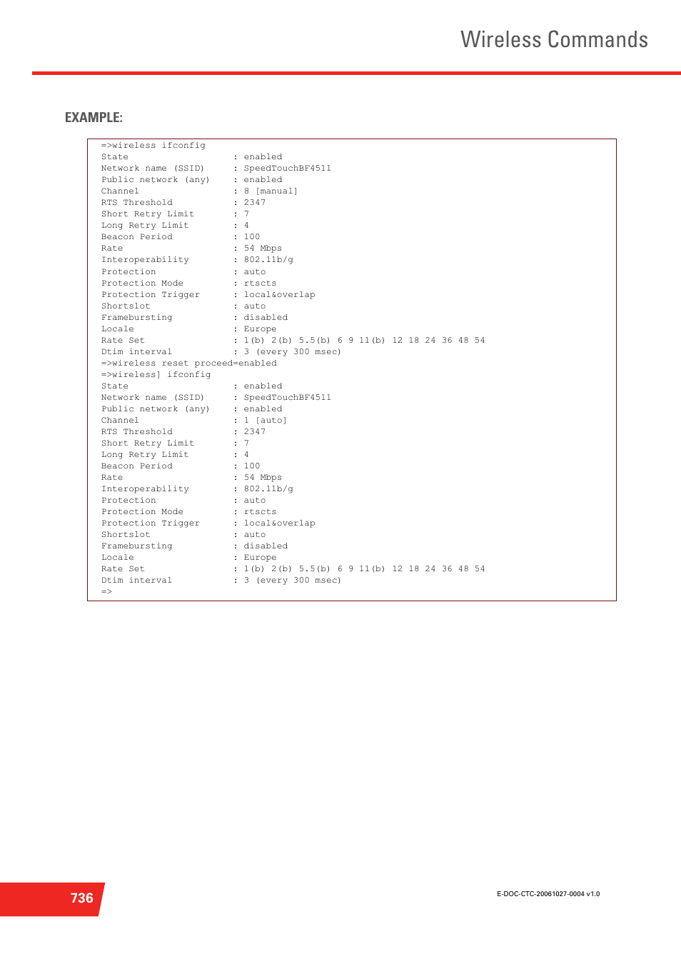 Wireless commands, 736 example | Technicolor - Thomson ST585 V6 User Manual | Page 760 / 834