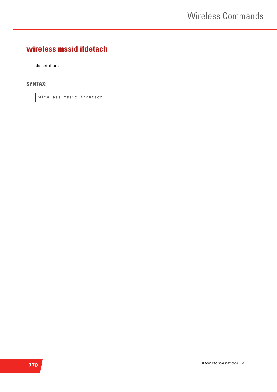 Wireless mssid ifdetach, Wireless commands | Technicolor - Thomson ST585 V6 User Manual | Page 794 / 834