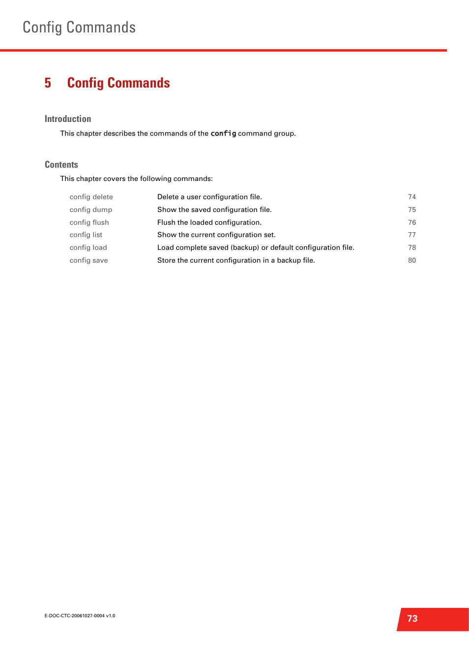 5 config commands, Config commands, 5config commands | Technicolor - Thomson ST585 V6 User Manual | Page 97 / 834