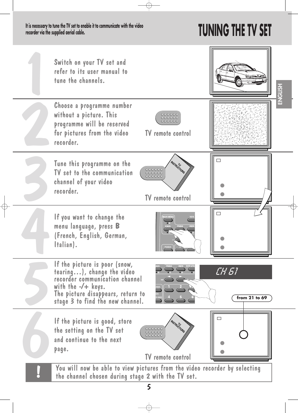 Tuning the tv set | Technicolor - Thomson VP4850F User Manual | Page 6 / 14