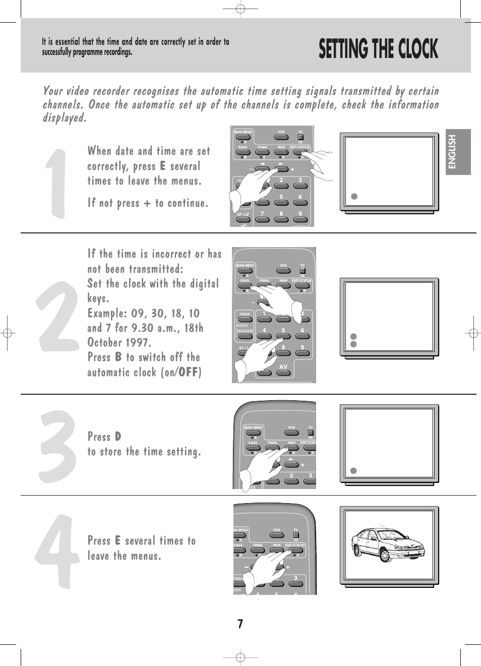 Setting the clock | Technicolor - Thomson VP4850F User Manual | Page 8 / 14