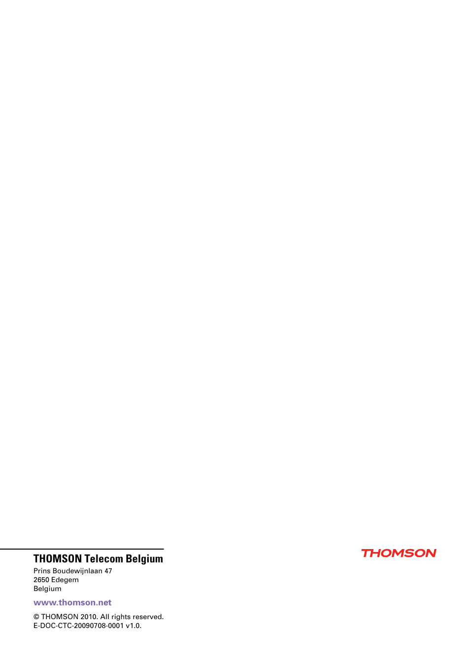 Thomson telecom belgium | Technicolor - Thomson TG585 V8 User Manual | Page 60 / 60