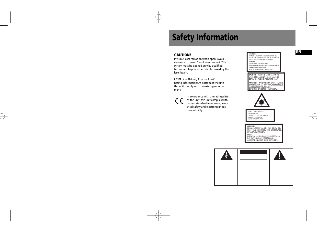 Safety information, Caution, Warning | Technicolor - Thomson PDP2075 User Manual | Page 3 / 10