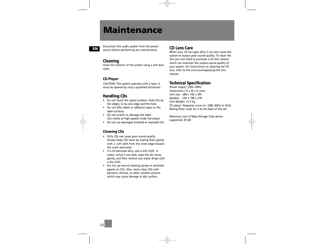 Maintenance | Technicolor - Thomson CS606 User Manual | Page 15 / 15