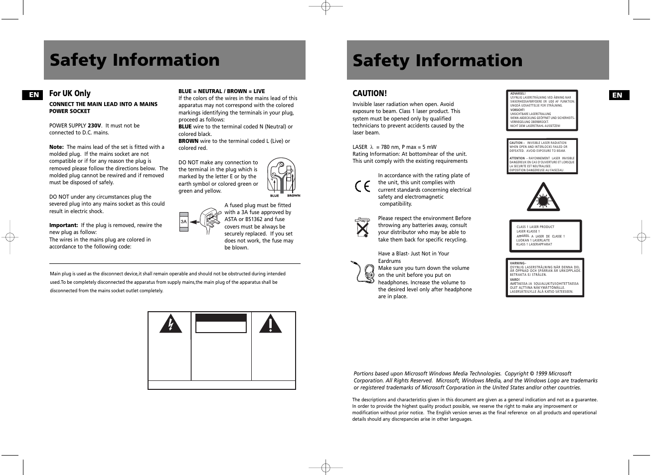 Safety information, For uk only, Caution | Technicolor - Thomson CS606 User Manual | Page 2 / 15