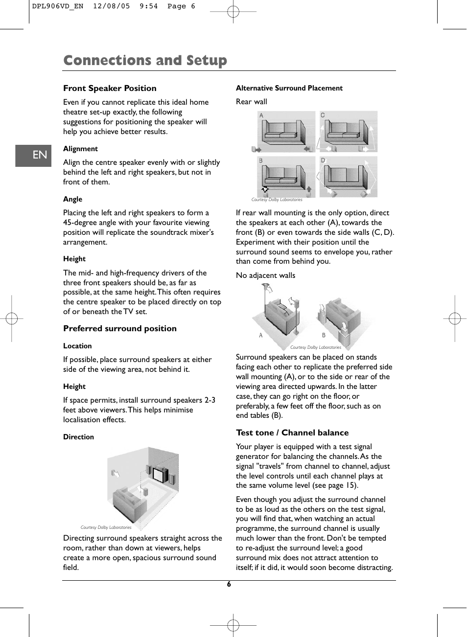 Connections and setup | Technicolor - Thomson DPL906VD_EN User Manual | Page 6 / 22