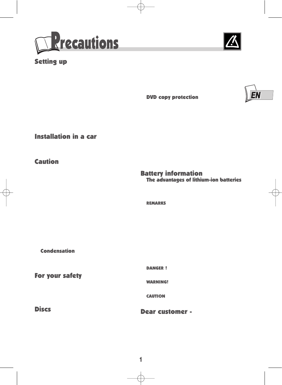 Recautions | Technicolor - Thomson DTH600 User Manual | Page 3 / 27