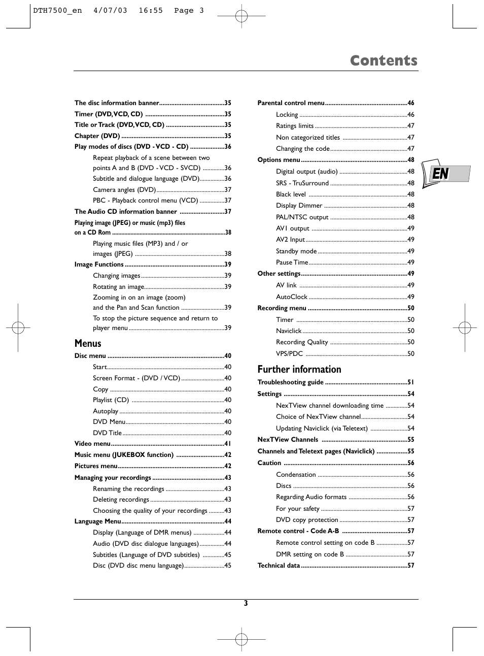 Technicolor - Thomson DTH7500 User Manual | Page 3 / 57