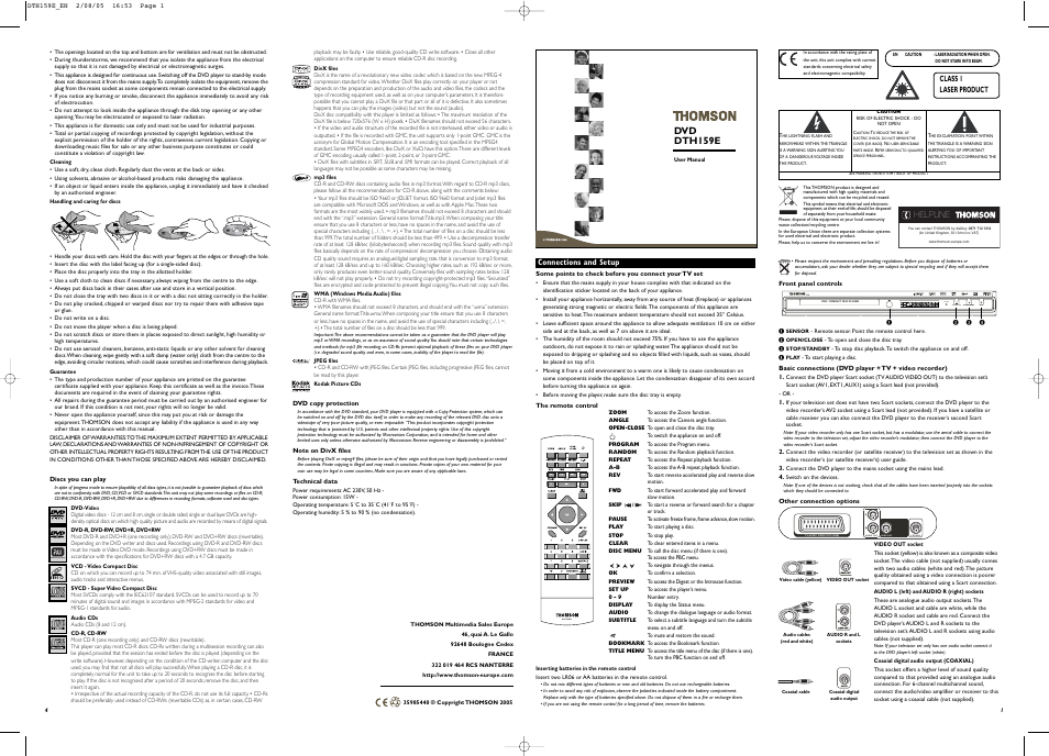 Technicolor - Thomson DTH159E User Manual | 2 pages