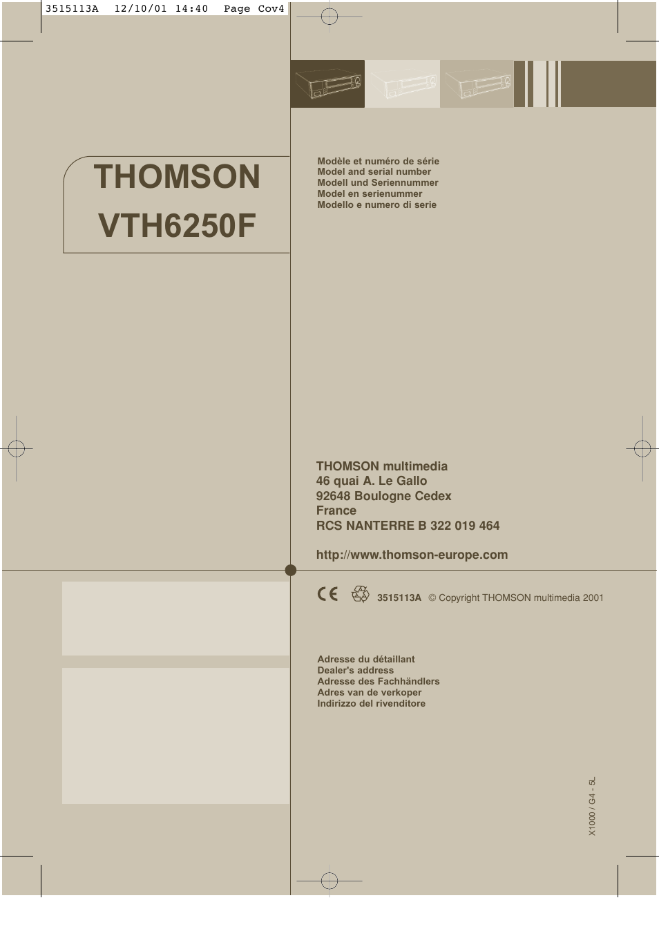Thomson vth6250f | Technicolor - Thomson VTH6250F User Manual | Page 4 / 4