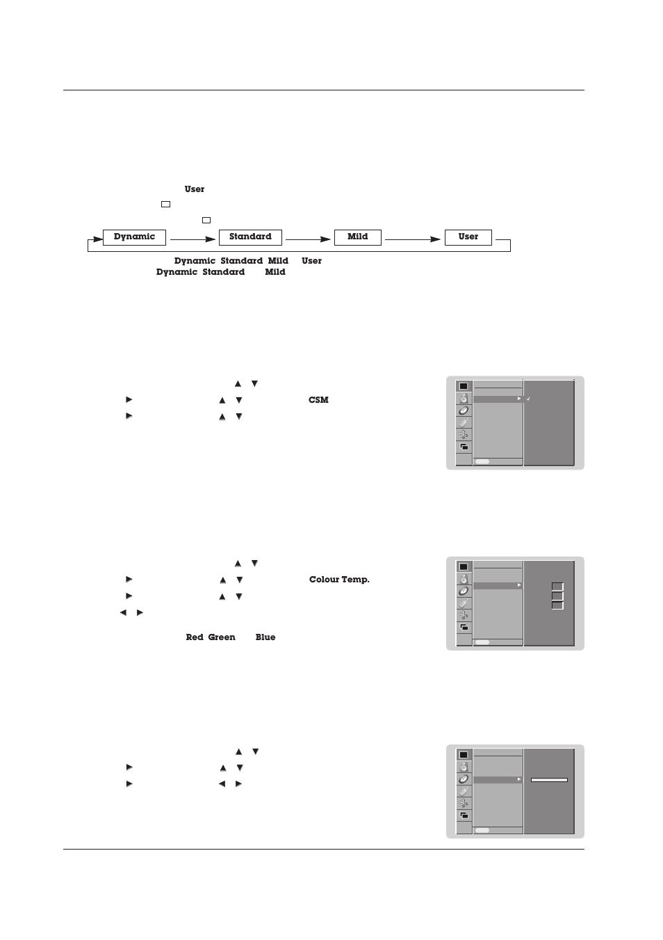 Picture menu options, 16 plasma monitor operation, Adjusting auto colour control | Manual colour temperature control (user option) | Technicolor - Thomson 42 WM 03 L User Manual | Page 16 / 33