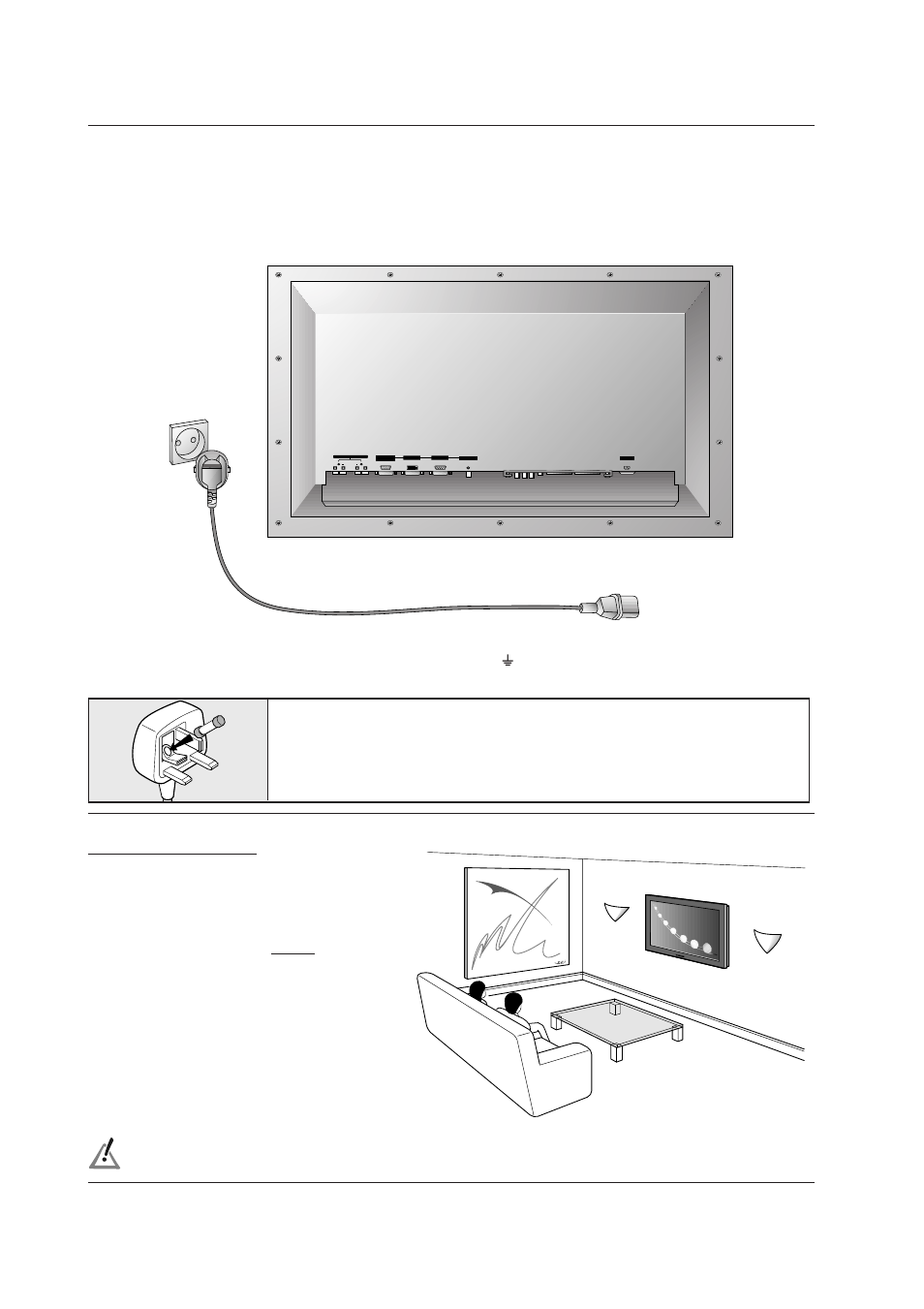 Connection to the mains, Wall mounting, 4 plasma monitor introduction | Technicolor - Thomson 42 WM 03 L User Manual | Page 4 / 33