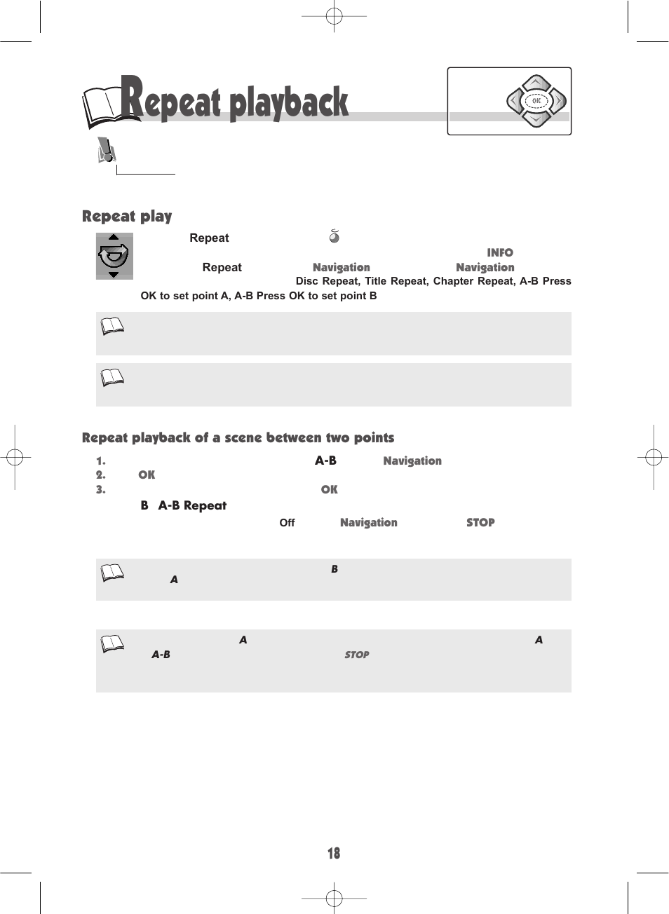 Epeat playback, Repeat play | Technicolor - Thomson DTH190 User Manual | Page 18 / 24