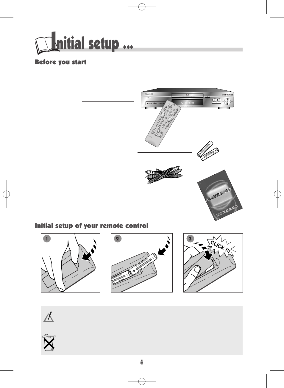 Nitial setup, Title all chp/trk a-b | Technicolor - Thomson DTH190 User Manual | Page 4 / 24