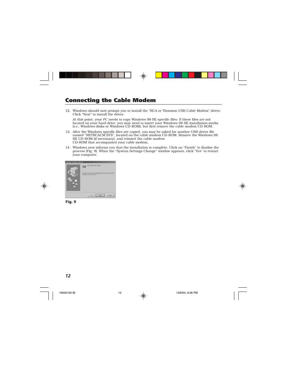 Connecting the cable modem | Technicolor - Thomson Thomson CABLE MODEM User Manual | Page 14 / 35