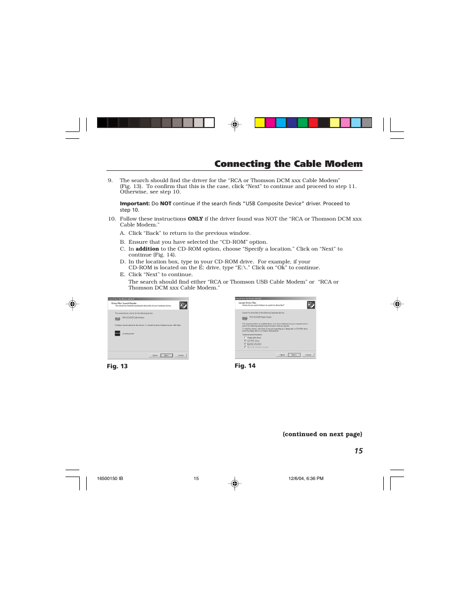 Connecting the cable modem | Technicolor - Thomson Thomson CABLE MODEM User Manual | Page 17 / 35