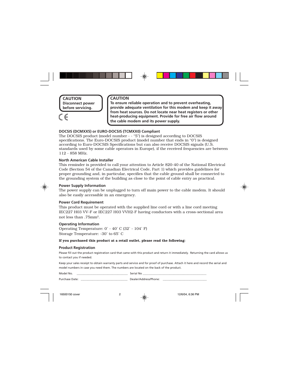 Technicolor - Thomson Thomson CABLE MODEM User Manual | Page 2 / 35