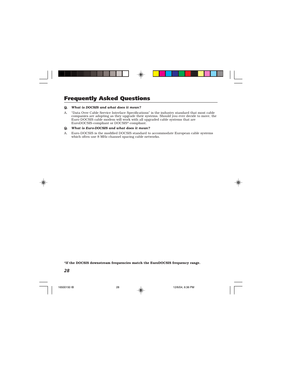 Frequently asked questions | Technicolor - Thomson Thomson CABLE MODEM User Manual | Page 30 / 35