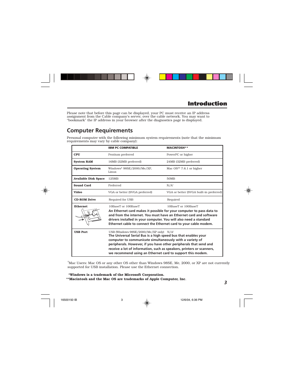 Introduction, Computer requirements | Technicolor - Thomson Thomson CABLE MODEM User Manual | Page 5 / 35