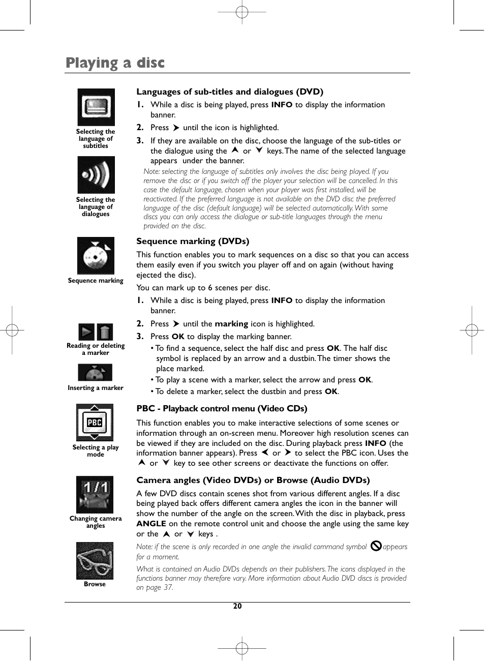 Playing a disc | Technicolor - Thomson DTH720 User Manual | Page 20 / 38