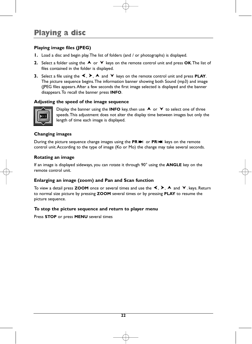 Playing a disc | Technicolor - Thomson DTH720 User Manual | Page 22 / 38