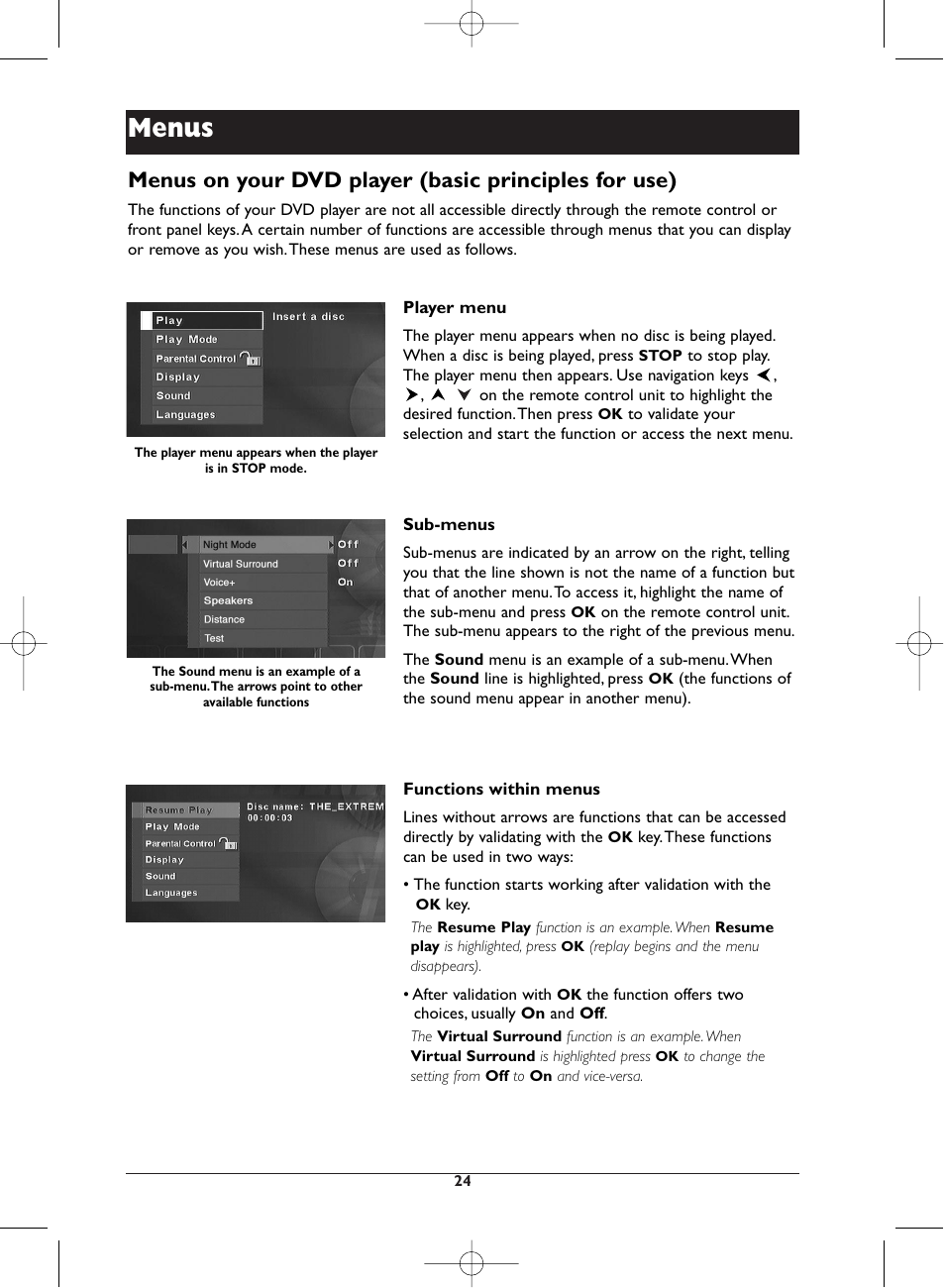Menus | Technicolor - Thomson DTH720 User Manual | Page 24 / 38