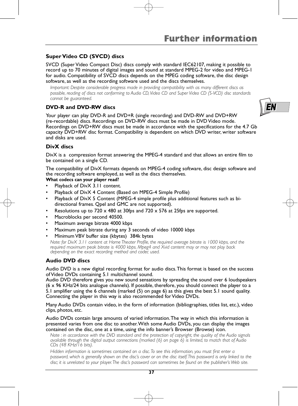 Further information | Technicolor - Thomson DTH720 User Manual | Page 37 / 38