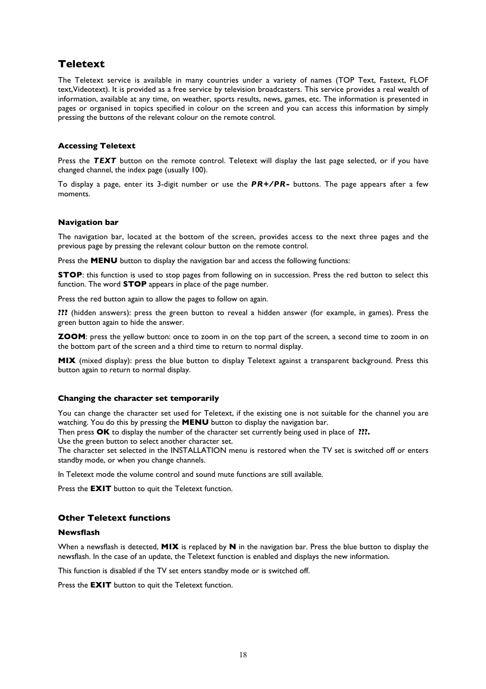 Teletext | Technicolor - Thomson 20LCDB03B User Manual | Page 18 / 23