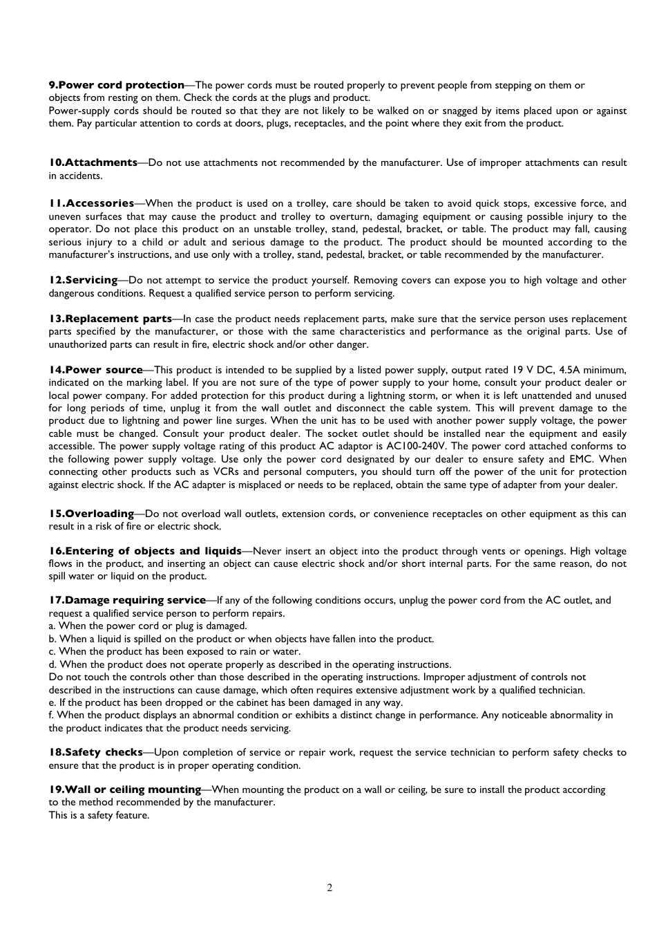Technicolor - Thomson 20LCDB03B User Manual | Page 2 / 23