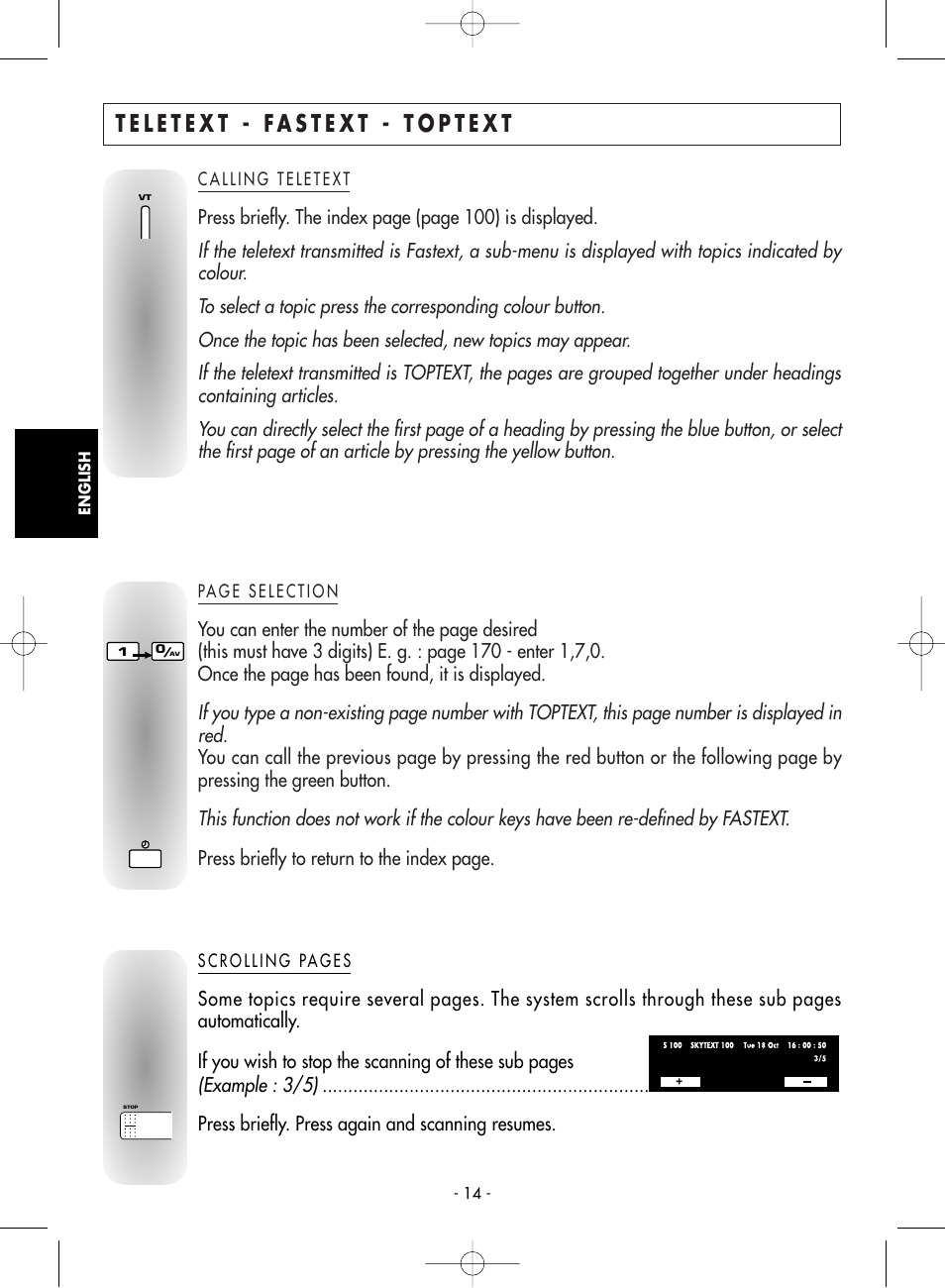 Télétext - fastext - toptext, Calling teletext | Technicolor - Thomson 20DG76CT User Manual | Page 14 / 18