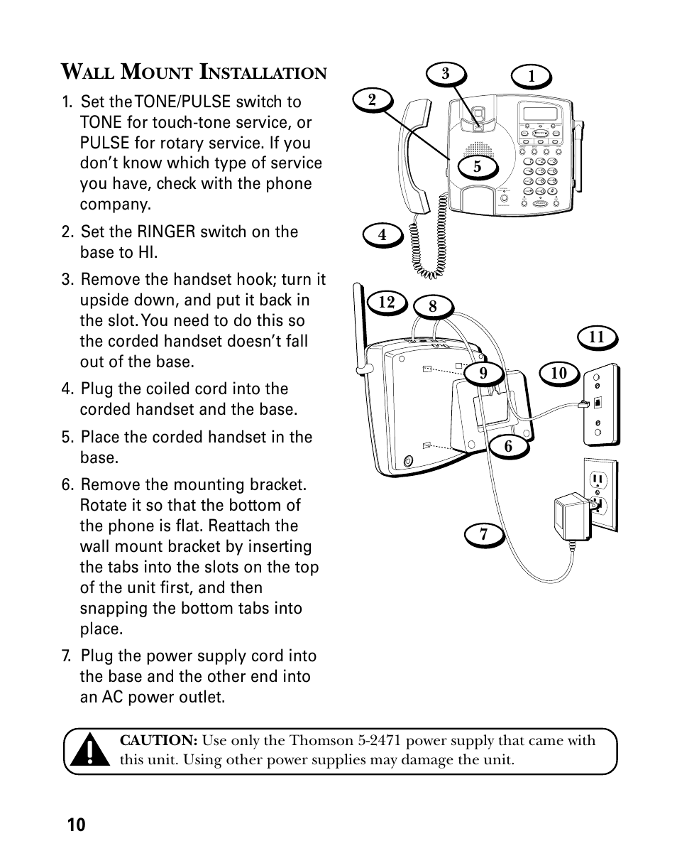 Wall mount installation, Ount, Nstallation | Technicolor - Thomson 26955 User Manual | Page 10 / 72