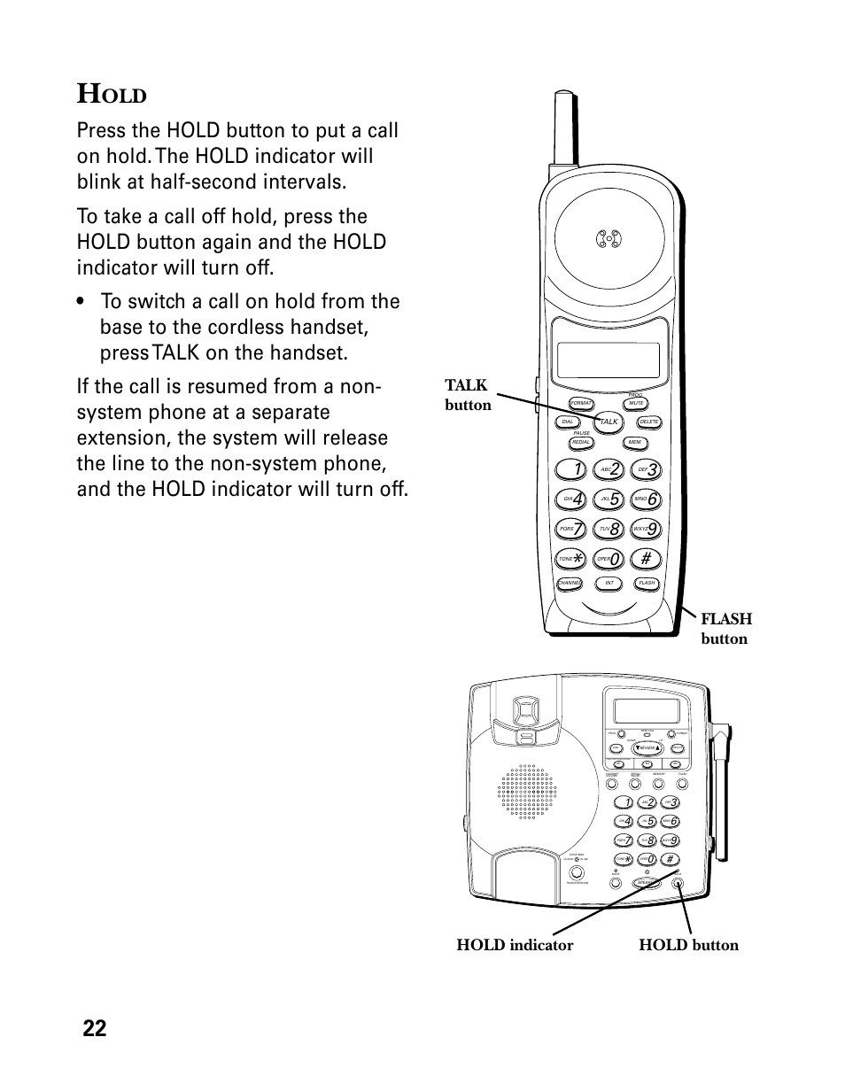 Hold, Flash button, Talk button | Hold button hold indicator | Technicolor - Thomson 26955 User Manual | Page 22 / 72